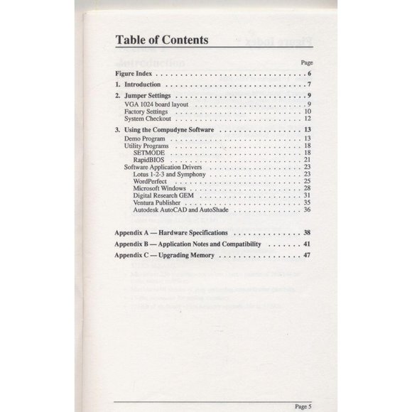 COMPUDYNE VGA 1024 USER'S GUIDE, MANUAL ONLY,  NEW - Picture 4 of 5